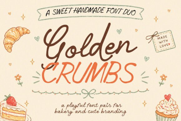 Golden Crumbs: A Sweet Typography Duo for Charming Branding